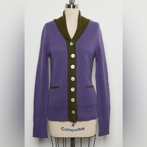 Long-Sleeve Collared Button-Front Cardigan 100%Cashmere[NEW]
